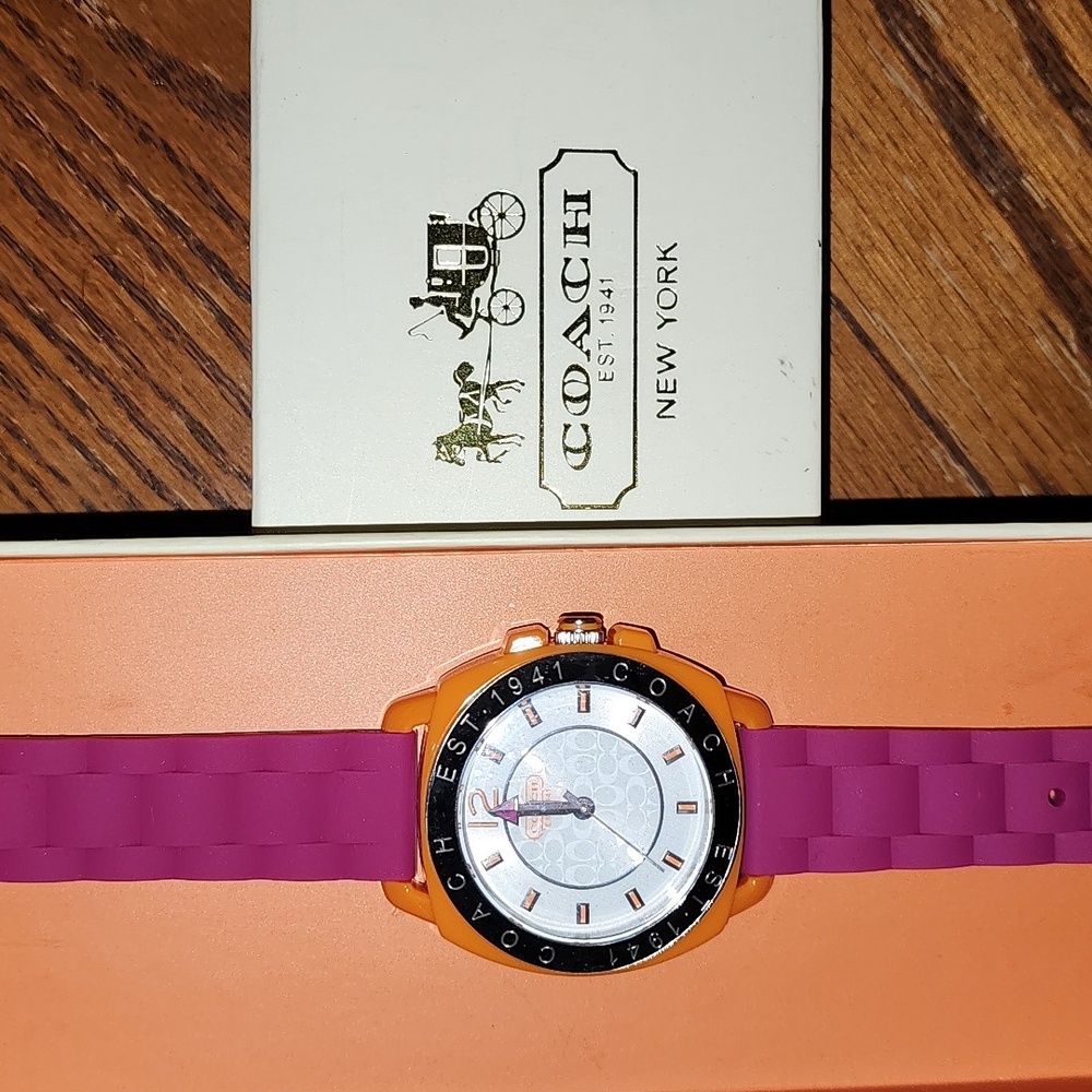 NWT Coach Pink and Orange Stainless Steel Watch